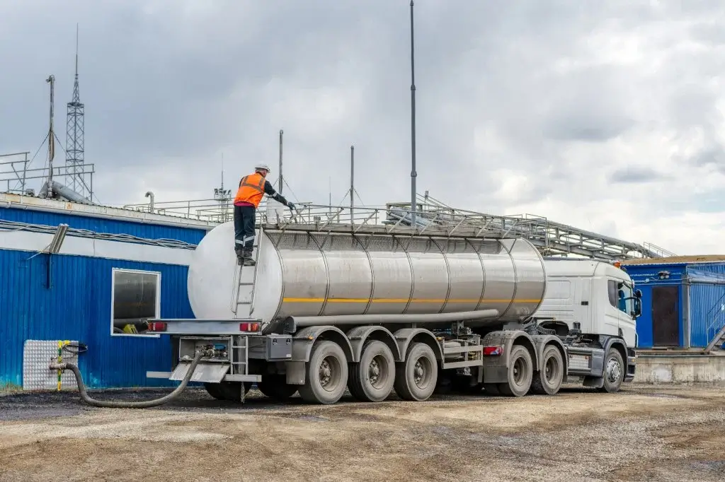 A Midland Oil Group tanker carrying out waste oil collection UK