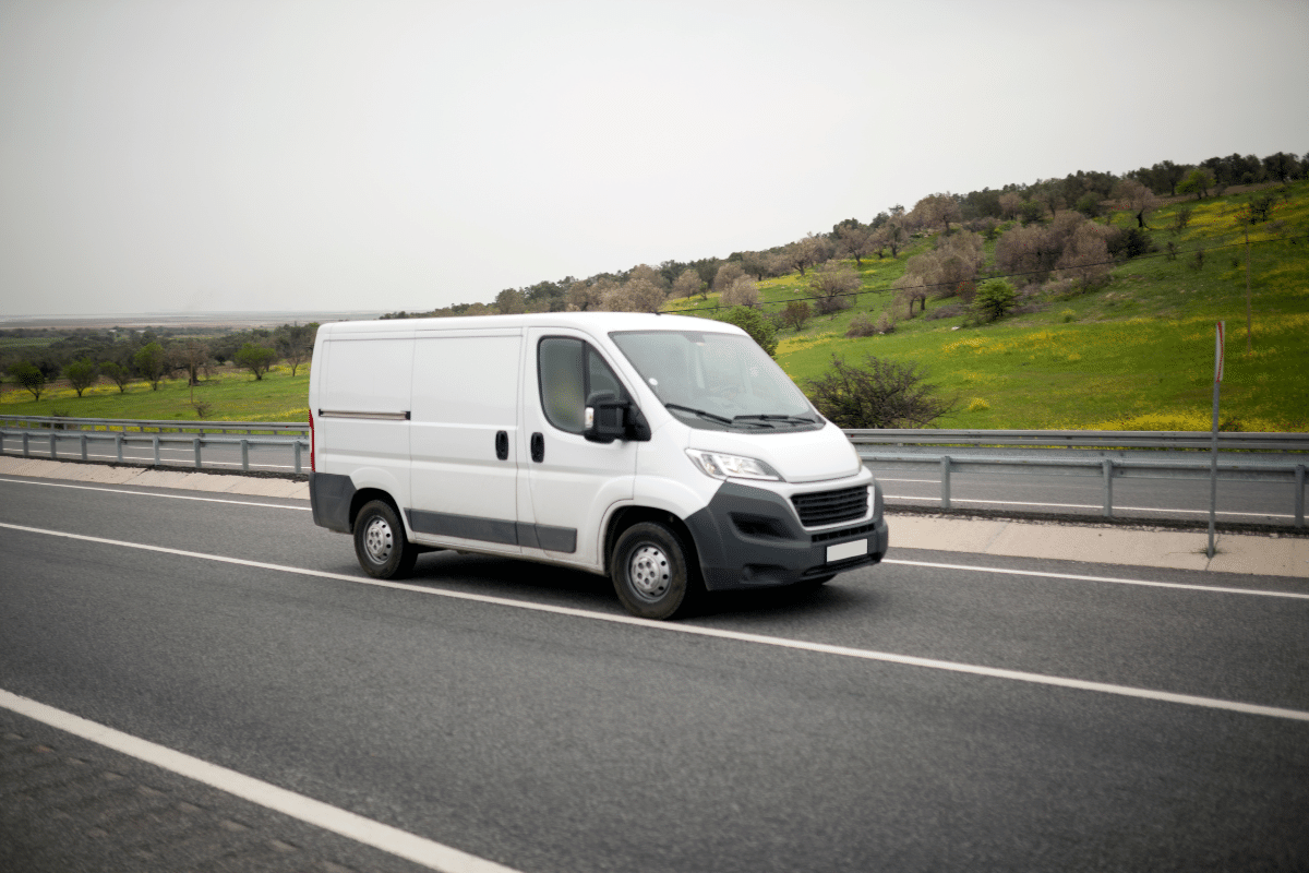 A Ford Transit custom diesel van using Varsynth 5w30 FD engine oil supplied by Midland Oil Group