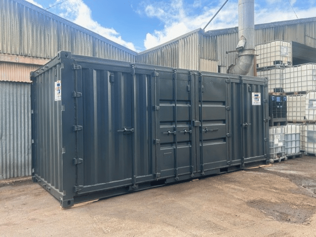 Hazardous chemicals container delivery and installation at Midland Oil Group manufacturing site