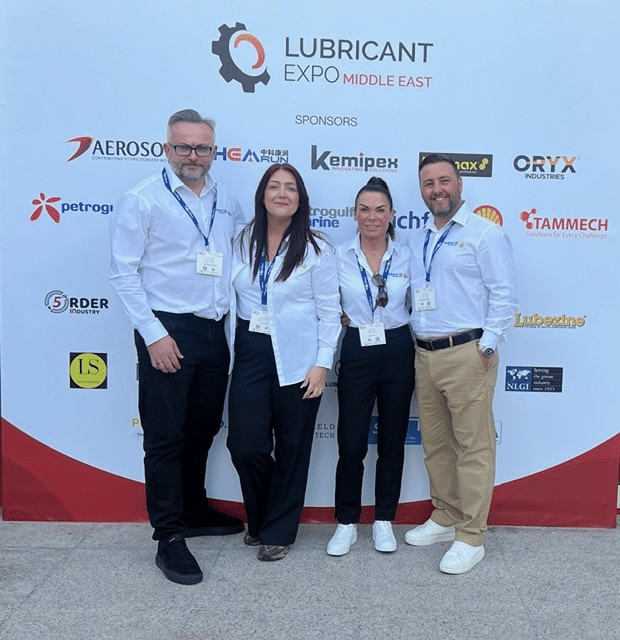 Managing Directors of Midland Oil Group, Halesowen, Mark Hayes (far left), two females and Richard Parry (Far right)